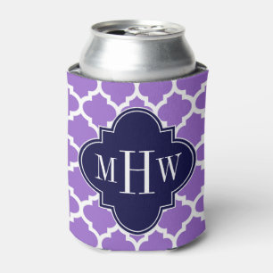 Amethyst White Marokcan #5 Navy 3 Initial Monogram Dosenkühler