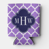 Amethyst White Marokcan #5 Navy 3 Initial Monogram Dosenkühler (Vorderseite)