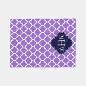 Amethyst White Marokcan #5 Navy 3 Initial Monogram Fleecedecke (Vorderseite (Horizontal))