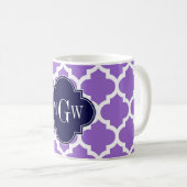 Amethyst White Marokcan #5 Navy 3 Initial Monogram Kaffeetasse (VorderseiteRechts)