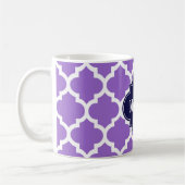 Amethyst White Marokcan #5 Navy 3 Initial Monogram Kaffeetasse (Links)