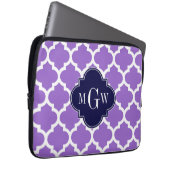 Amethyst White Marokcan #5 Navy 3 Initial Monogram Laptopschutzhülle (Vorne Rechts)
