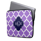 Amethyst White Marokcan #5 Navy 3 Initial Monogram Laptopschutzhülle (Vorderseite Links)