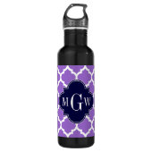Amethyst White Marokcan #5 Navy 3 Initial Monogram Trinkflasche (Vorderseite)