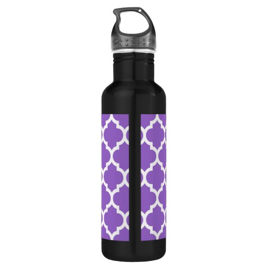 Amethyst White Marokcan #5 Navy 3 Initial Monogram Trinkflasche (Rückseite)