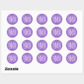 Amethyst White Preppy Vine Script Monogram DIY BG Runder Aufkleber (Blatt)