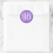 Amethyst White Preppy Vine Script Monogram DIY BG Runder Aufkleber (Tasche)