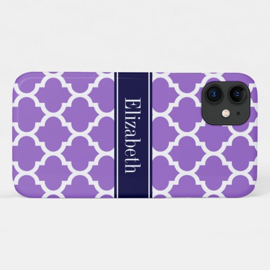 Amethyst Whmarokkanisch #5 Navy Blue Name Monogram Case-Mate iPhone Hülle (Rückseite (Horizontal))