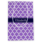 Amethyst Whmarokkanisch #5 Navy Blue Name Monogram Mittlere Geschenktüte (Vorderseite)