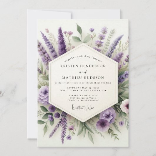 Amethyst Wiesenhochzeit Einladung (Vorderseite)