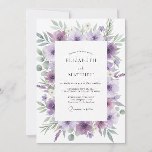 Amethyst-Wildflower-Hochzeit Einladung