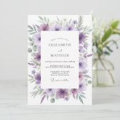 Amethyst-Wildflower-Hochzeit Einladung (Stehend Vorderseite)