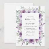 Amethyst-Wildflower-Hochzeit Einladung (Vorne/Hinten)