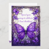 Amethyst Wings Birthday Einladung (Vorne/Hinten)