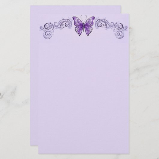 Amethyst Wings Stationery Briefpapier (Vorne/Hinten)