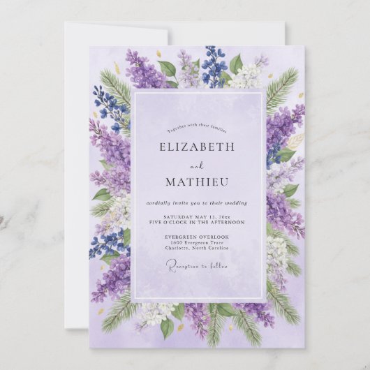 Amethyst-Wisteria-Hochzeit Einladung (Vorderseite)