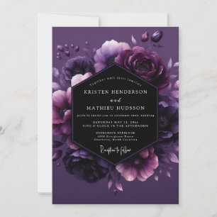 Amethyst-Zwielicht-Flora-Hochzeit Einladung