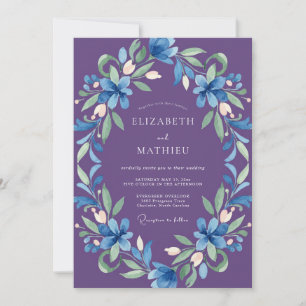Amethystblaue Lilienhochzeit Einladung