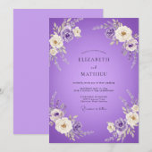 Amethystfarbene Hochzeit Einladung (Vorne/Hinten)