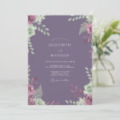 Amethystfarbene Ranunculus-Hochzeit Einladung (Stehend Vorderseite)