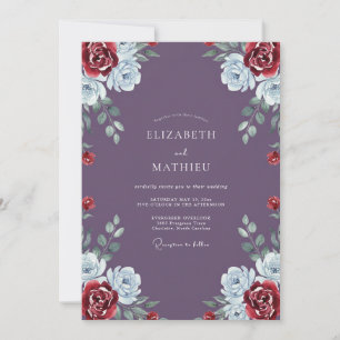 Amethystrote Crimson-Blatt-Hochzeit Einladung