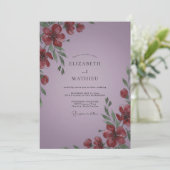 Amethystrote Mohn-Hochzeit Einladung (Stehend Vorderseite)