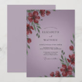 Amethystrote Mohn-Hochzeit Einladung (Vorne/Hinten)