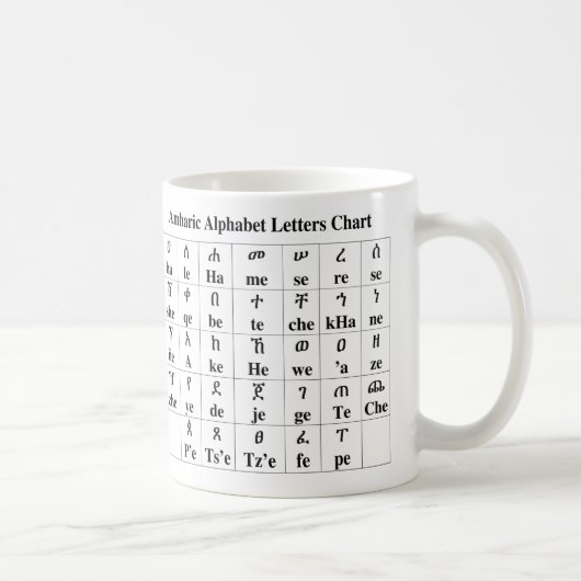 Amharic-Alphabet beschriftet Diagramm - 33 Kaffeetasse (Rechts)