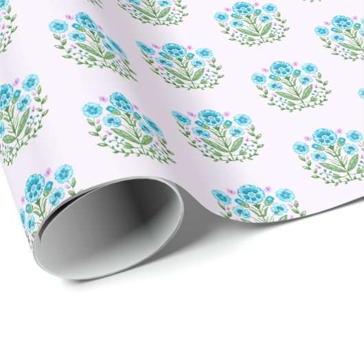Amherst Blumenprint auf Lavendel Geschenkpapier (Rolleneckpunkt)