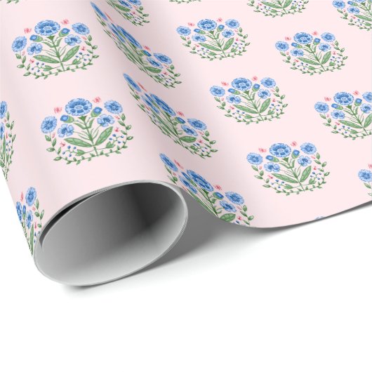 Amherst Blumenprint auf Rosa Geschenkpapier (Rolleneckpunkt)