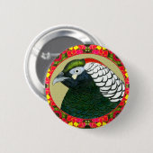 Amherst-Fasan und Blumen Button (Vorne & Hinten)