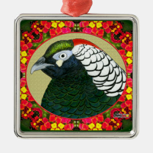 Amherst-Fasan und Blumen Ornament Aus Metall