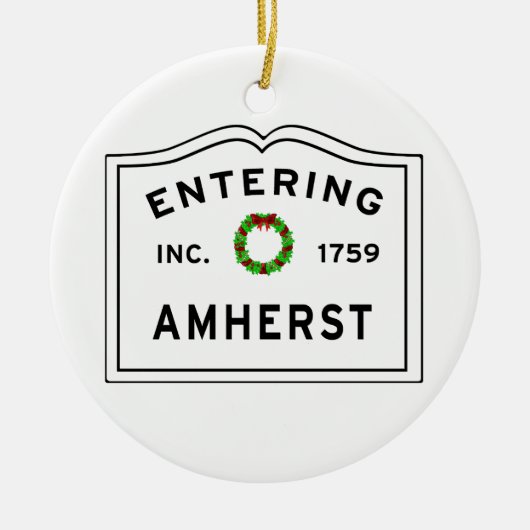 Amherst, MA Holiday Wreath Metal Ornament (Vorne)