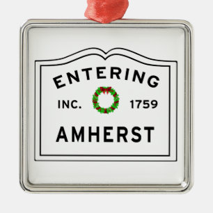 Amherst, MA Holiday Wreath Metal Ornament Aus Metall