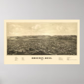 Amherst, MA Panorama Karte - 1886 Poster (Vorne)