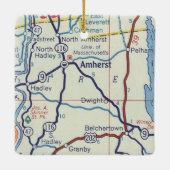 Amherst MA Vintag Map Keramikornament (Rückseite)