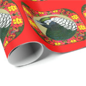 Amherst Pheasant und Blume Geschenkpapier (Rolleneckpunkt)