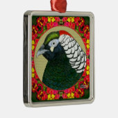 Amherst Pheasant und Blume Ornament Aus Metall (Rechts)