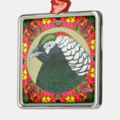 Amherst Pheasant und Blume Ornament Aus Metall (Links)