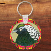 Amherst Pheasant und Blume Schlüsselanhänger (Vorderseite)