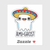 Ami-ghost Funny Halloween Mexican Ghost Pun Aufkleber (Blatt)