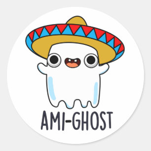 Ami-ghost Funny Halloween Mexican Ghost Pun Runder Aufkleber