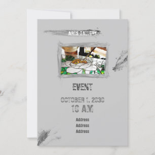 Amiable graue Pinselstriche handgezeichnete Kunst Einladung