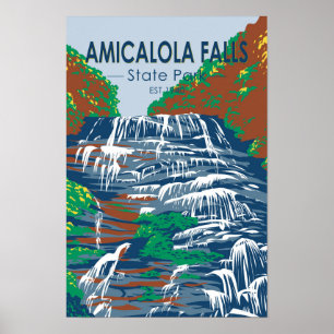 Amicalola Falls State Park Georgia Vintage-Design Poster