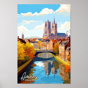 Amiens France Art Vintage Reise Illustration Poster