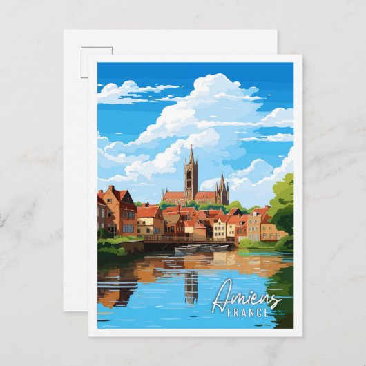 Amiens France Vintage Illustration Postkarte (Vorne/Hinten)