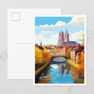 Amiens Frankreich Kunst Vintage-Reiseillustration Postkarte