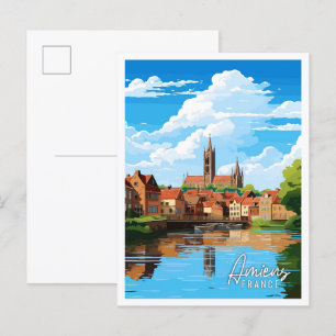 Amiens Frankreich Vintage-Reiseillustration Postkarte