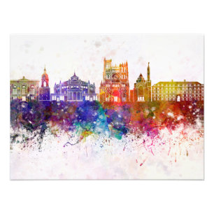 Amiens skyline im Watercolor background Fotodruck