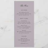 Amira Dusty Lilac Elegant Wedding Menükarte (Vorderseite)